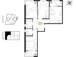 Продается 3-комнатная квартира ЖК REEDS (Ридз), литер 6, 83.1  м², 11193570 рублей