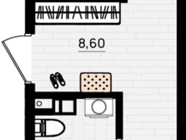 Продается 1-комнатная квартира ЖК Резиденция морей, корпус Е, 44.16 м², 9273600 рублей