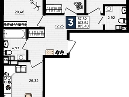 Продается 3-комнатная квартира ЖК Резиденция морей, корпус Е, 105.4 м², 21080000 рублей