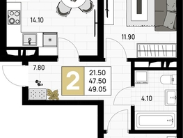 Продается 2-комнатная квартира ЖК На Высоком берегу, 49.05  м², 12998250 рублей