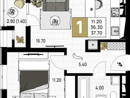 Продается 1-комнатная квартира ЖК На Высоком берегу, 37.7  м², 10179000 рублей