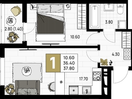 Продается 1-комнатная квартира ЖК На Высоком берегу, 37.8  м², 10206000 рублей