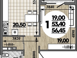 Продается 1-комнатная квартира ЖК Горгиппия, литера 2, 56.45  м², 9387635 рублей
