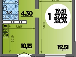 Продается 1-комнатная квартира ЖК Город у моря, литера 21, 38.76  м², 6934999 рублей