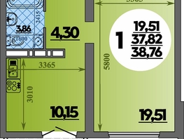 Продается 1-комнатная квартира ЖК Город у моря, литера 21, 38.76  м², 6953999 рублей
