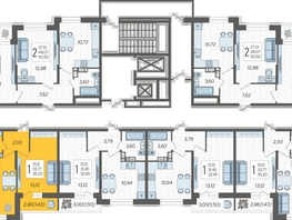 Продается 1-комнатная квартира ЖК Смородина, литера 11, 35.2 м², 5709440 рублей
