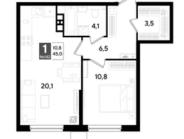 Продается 1-комнатная квартира ЖК DOGMA PARK (Догма парк), литера 18, 45  м², 7038360 рублей