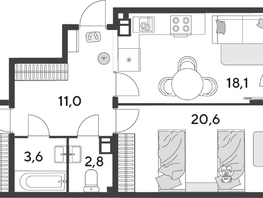 Продается 2-комнатная квартира ЖК Парк Победы 2, литера 28, 75.1  м², 11730620 рублей