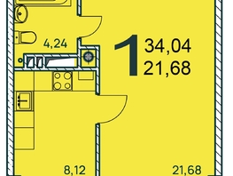 Продается 1-комнатная квартира ЖК Две реки, 35.15 м², 6696075 рублей