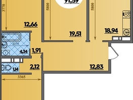 Продается 3-комнатная квартира ЖК Восточный, литера 2, 91.59 м², 11485799 рублей