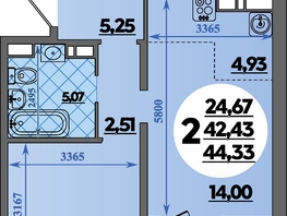 Продается 2-комнатная квартира ЖК Восточный, литера 2, 44.33 м², 6605949 рублей
