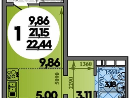Продается Студия ЖК Молодежный 2, литера 12, 22.44 м², 3969636 рублей
