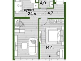 Продается 1-комнатная квартира ЖК DOGMA PARK (Догма парк), литера 3, 47.1 м², 7733820 рублей