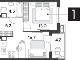 Продается 1-комнатная квартира ЖК Парк Победы 2, литера 28, 43.6 м², 7677960 рублей