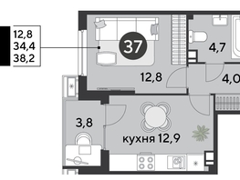Продается 1-комнатная квартира ЖК Парк Победы 2, литера 6, 38.2  м², 6283901 рублей