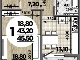 Продается 1-комнатная квартира ЖК Горгиппия, литера 2, 45.5 м², 8945300 рублей