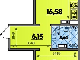 Продается 1-комнатная квартира ЖК Южная долина, литера 1, 45.18  м², 4812999 рублей