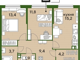 Продается 2-комнатная квартира ЖК DOGMA PARK (Догма парк), литера 2, 58.8  м², 9290400 рублей