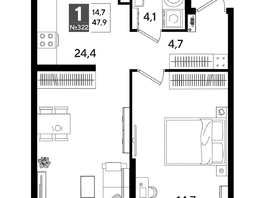 Продается 1-комнатная квартира ЖК DOGMA PARK (Догма парк), литера 13, 47.9  м², 8257960 рублей