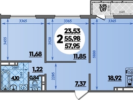 Продается 2-комнатная квартира ЖК Город у моря, литера 9, 57.95  м², 9799999 рублей