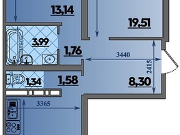 Продается 2-комнатная квартира ЖК Город у моря, литера 17, 66.76  м², 9733608 рублей