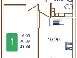 Продается 1-комнатная квартира ЖК Хорошая погода, литера 1, 40.95  м², 5405400 рублей