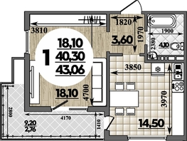 Продается 1-комнатная квартира ЖК Горгиппия, литера 2, 43.06  м², 8788546 рублей