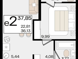 Продается 2-комнатная квартира ЖК Патрики, литер 1.3, 37.85  м&sup2;, 10105950 рублей