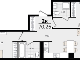 Продается 2-комнатная квартира ЖК Патрики, литер 2, 70.26  м&sup2;, 19082616 рублей