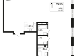 Продается 1-комнатная квартира ЖК Патрики, литер 5.1, 112.95  м&sup2;, 42141645 рублей