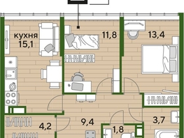 Продается 2-комнатная квартира ЖК DOGMA PARK (Догма парк), литера 2, 59  м², 9268900 рублей