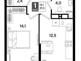 Продается 1-комнатная квартира ЖК DOGMA PARK (Догма парк), литера 19, 36.7  м², 6873911 рублей