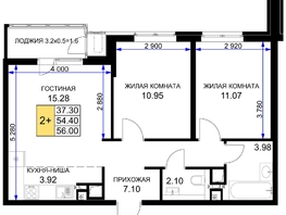 Продается 2-комнатная квартира ЖК Сегодня, литер 6, 56.35  м², 6931050 рублей