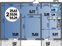 Продается 2-комнатная квартира ЖК Тихорецк, литера 2, 54.24 м², 5219760 рублей