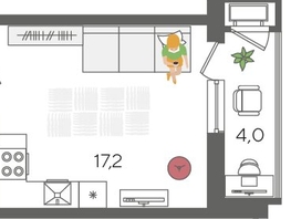 Продается Студия ЖК Рекорд 2, литера 3, 27.7  м², 6963780 рублей