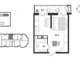 Продается Студия ЖК Рекорд 2, литера 3, 32.1  м&sup2;, 9466290 рублей