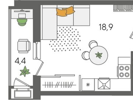 Продается Студия ЖК Рекорд 2, литера 4, 30.4  м², 7332480 рублей