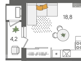 Продается Студия ЖК Рекорд 2, литера 4, 30  м², 7539000 рублей