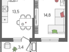 Продается 1-комнатная квартира ЖК Рекорд 2, литера 5, 42  м², 9156000 рублей