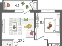 Продается 1-комнатная квартира ЖК Рекорд 2, литера 5, 48.9  м², 9721320 рублей