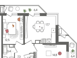 Продается 2-комнатная квартира ЖК Рекорд 2, литера 5, 70.3  м², 13645230 рублей