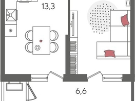 Продается 1-комнатная квартира ЖК Рекорд 2, литера 5, 44.6  м², 10382880 рублей
