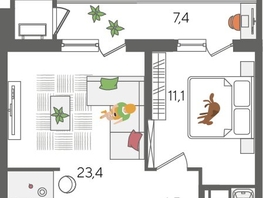 Продается 1-комнатная квартира ЖК Рекорд 2, литера 5, 51.7  м², 10769110 рублей