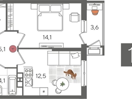 Продается 1-комнатная квартира ЖК Рекорд 2, литера 5, 42  м², 8878800 рублей