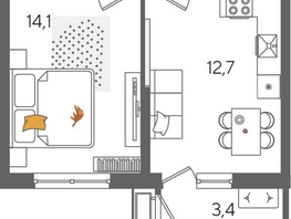 Продается 1-комнатная квартира ЖК Рекорд 2, литера 5, 41.9  м², 8677490 рублей