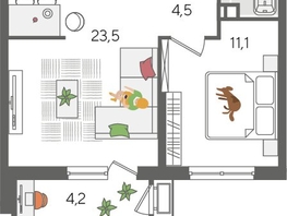 Продается 1-комнатная квартира ЖК Рекорд 2, литера 5, 48.9  м², 9515940 рублей