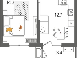 Продается 1-комнатная квартира ЖК Рекорд 2, литера 5, 41.6  м², 8686080 рублей