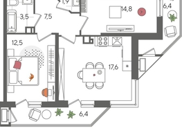Продается 2-комнатная квартира ЖК Рекорд 2, литера 5, 70.6  м², 13519900 рублей