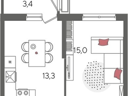 Продается 1-комнатная квартира ЖК Рекорд 2, литера 5, 41.4  м², 8942400 рублей