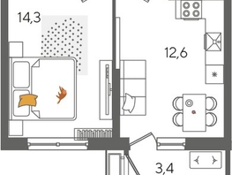 Продается 1-комнатная квартира ЖК Рекорд 2, литера 5, 41.4  м², 9025200 рублей